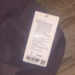 Dark purple lulu lemon size 2 speed up short